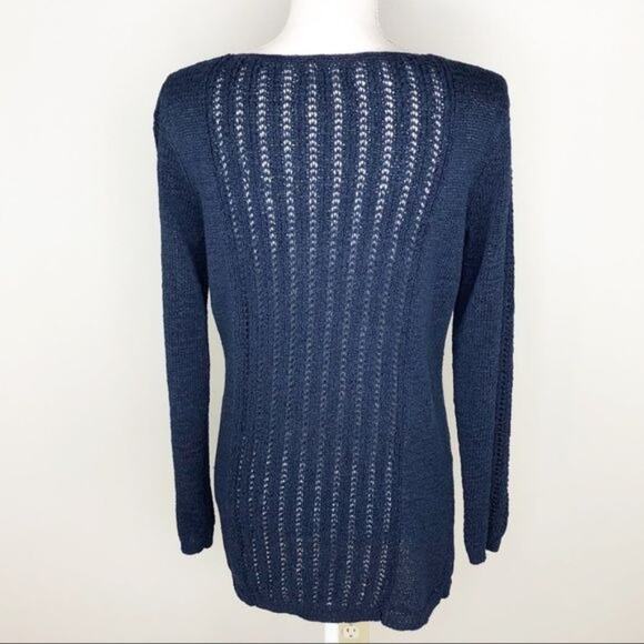 Rachel Zoe Karla Openwork Woven Knit Sweater Navy Size L - Picture 6 of 8